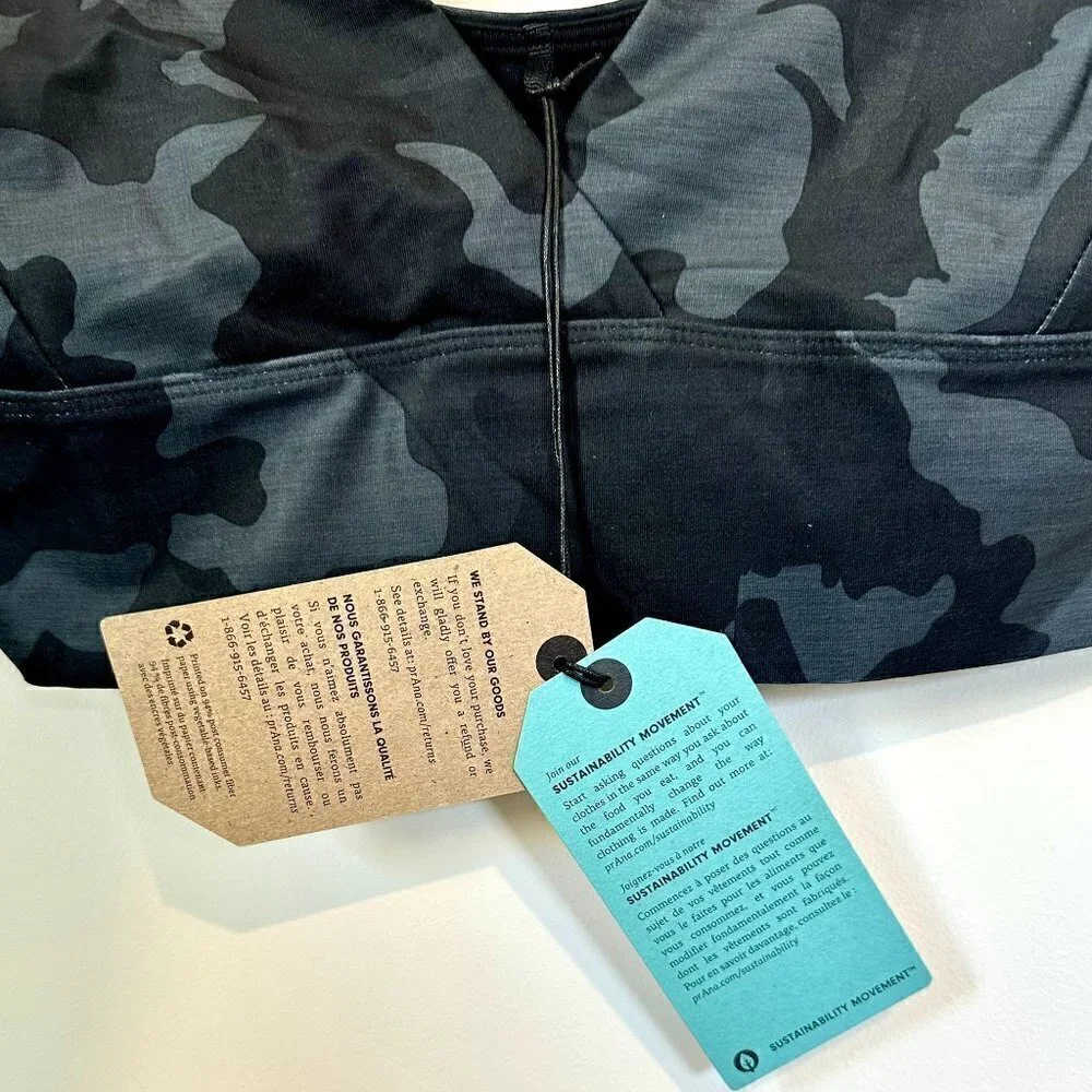 NWT Prana Layna Brami in Black Camo - Size Small